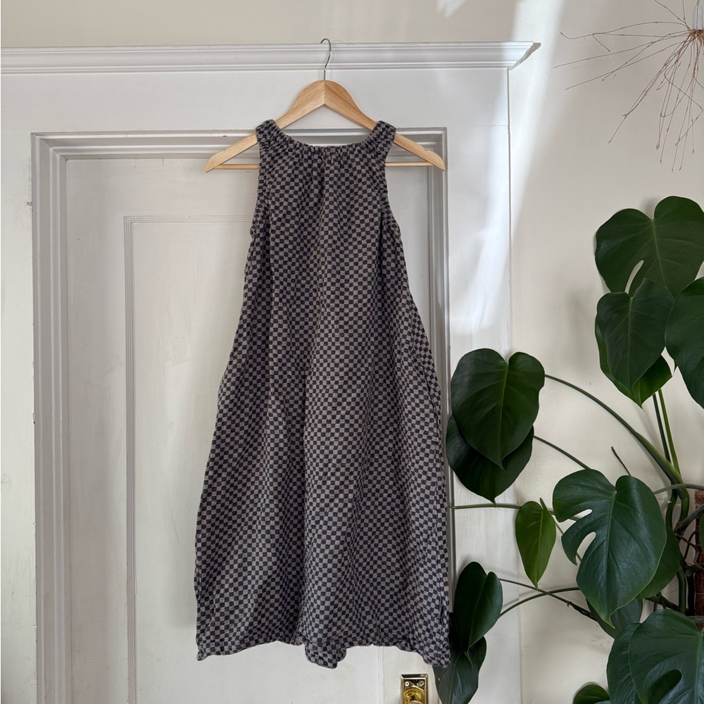 Soleil Dress in Checkerboard Linen